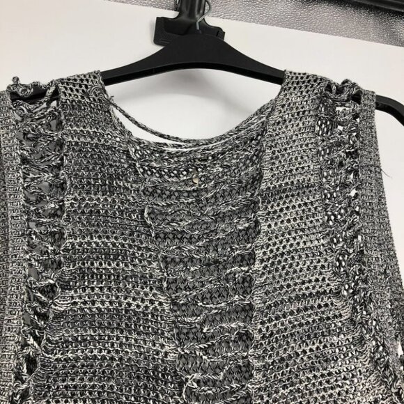 IRO Paris Grey Yarn plunging V neck sleeveless bodycon knit mini dress size  2 - Picture 7 of 14